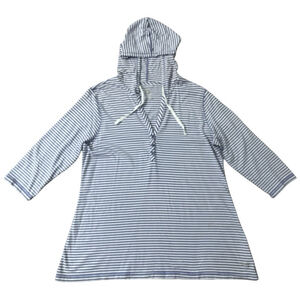 Calvin Klein Hoodie Striped Blue White Long Sleeve‎ Shirt Dress Size XXL Preppy